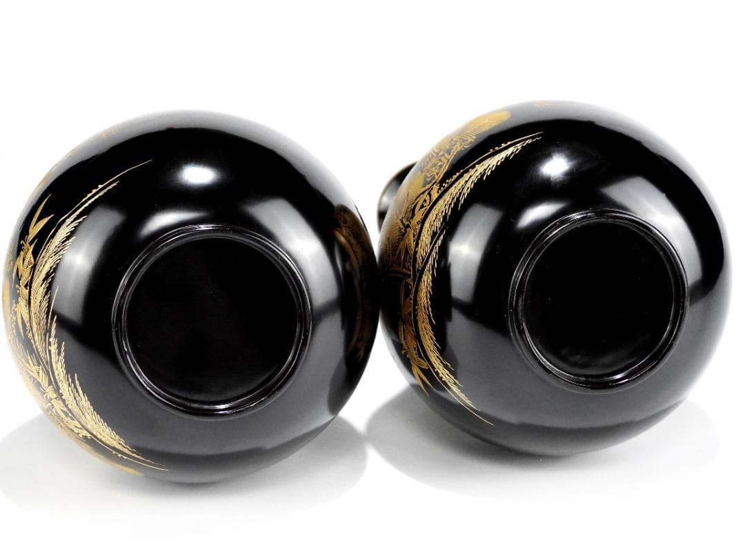 時代 輪島塗 沈金 松竹梅 酒器揃 徳利 一対