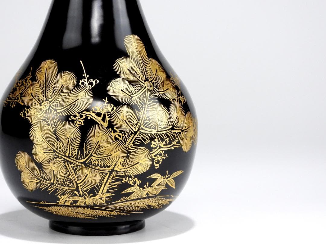 時代 輪島塗 沈金 松竹梅 酒器揃 徳利 一対