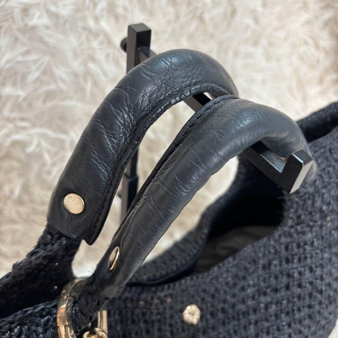 付属袋・ポーチ付 ヘレンカミンスキー カゴバッグ チャーム・フリンジ ラフィア