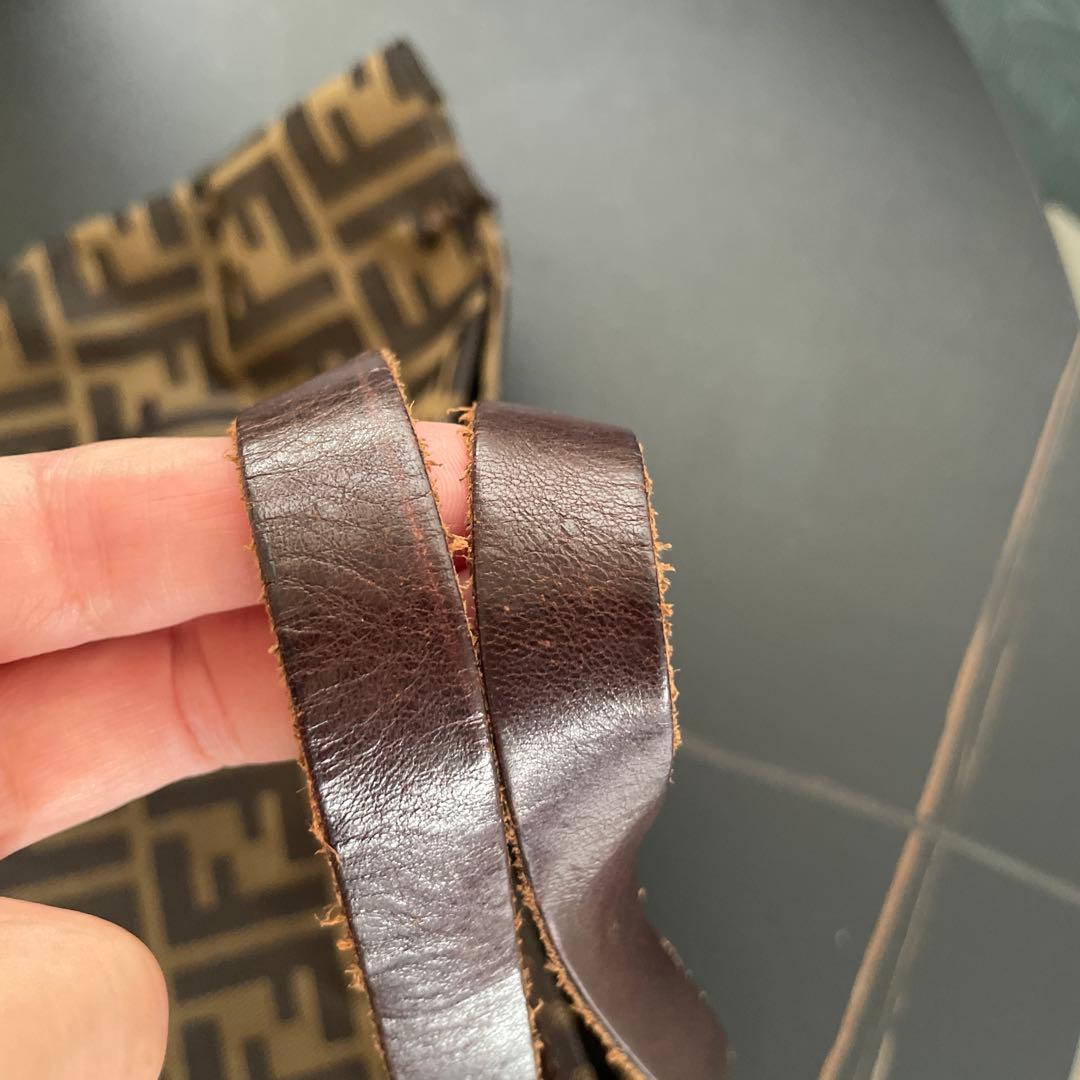 ✨良品✨FENDI フェンディ トートバッグ ズッカ柄 ナイロン 本革 ブラウン