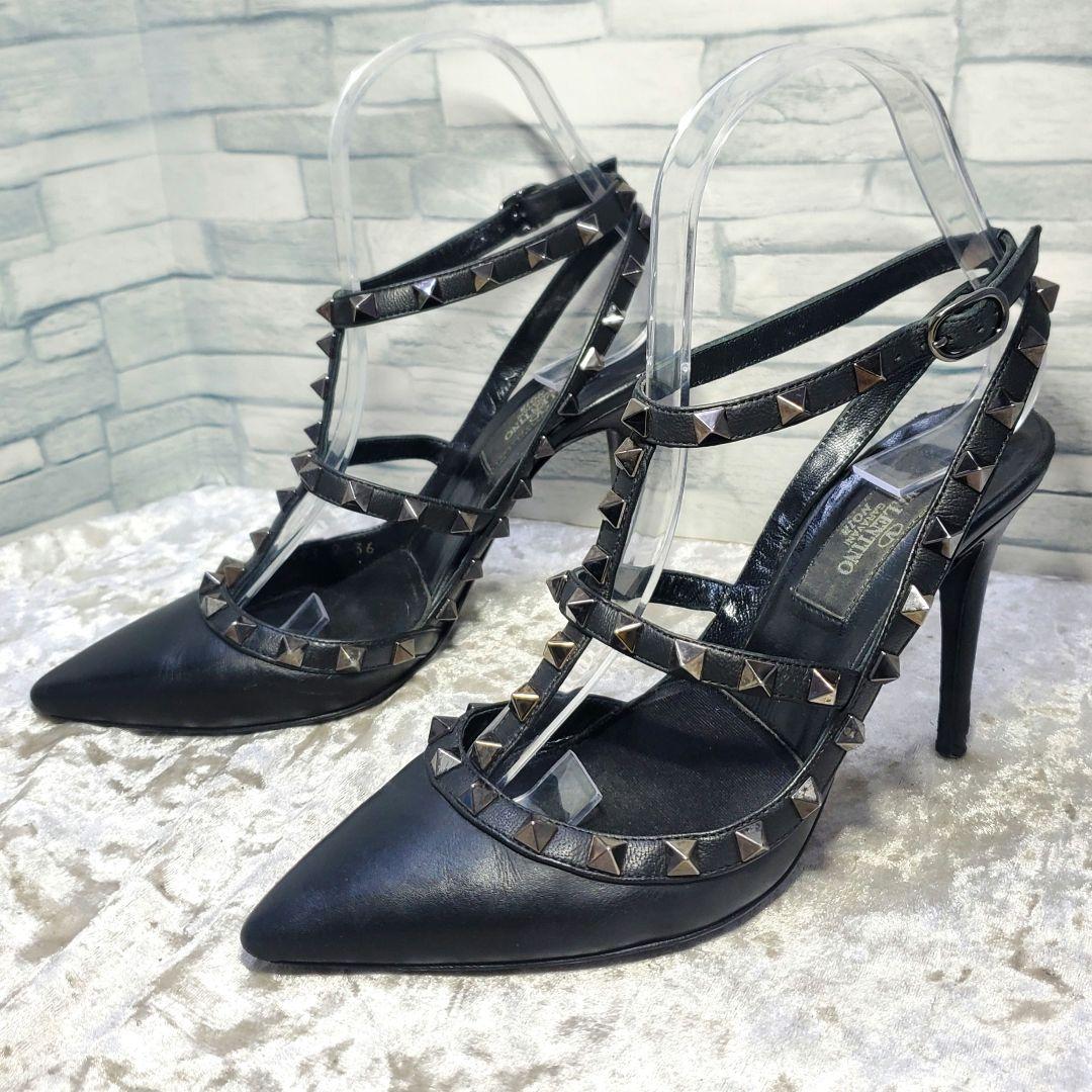 【ワケ有良品】VALENTINO 23cm パンプス ロックスタッズ 黒 36