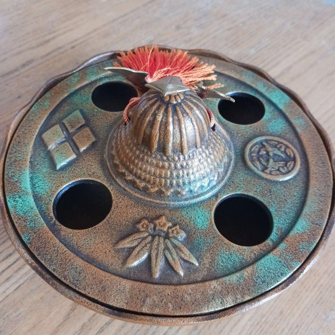 兜　灰皿　香炉　鋳物　万右衛門　ヴィンテージ 置物