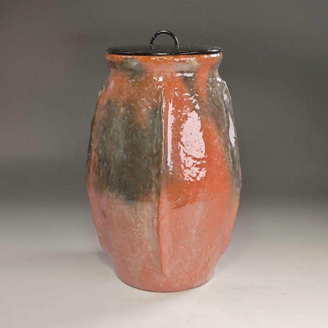 ウ295 水指『川崎和楽造』『梔子くちなし　赤楽　水指　共箱』茶道具