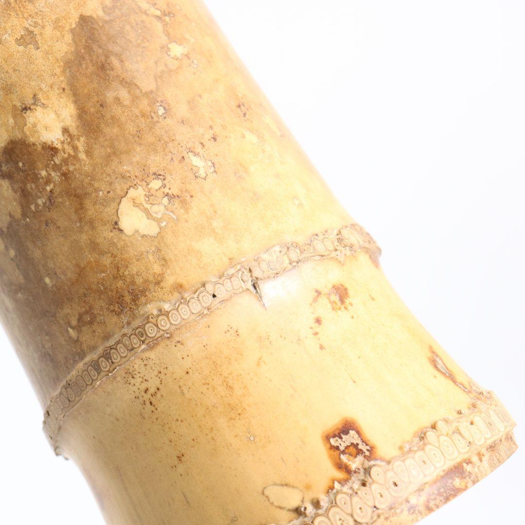 黒田正玄作 竹一重切花生 竹花入 裏千家十五代鵬雲斎書 茶道具　AZ751　DD