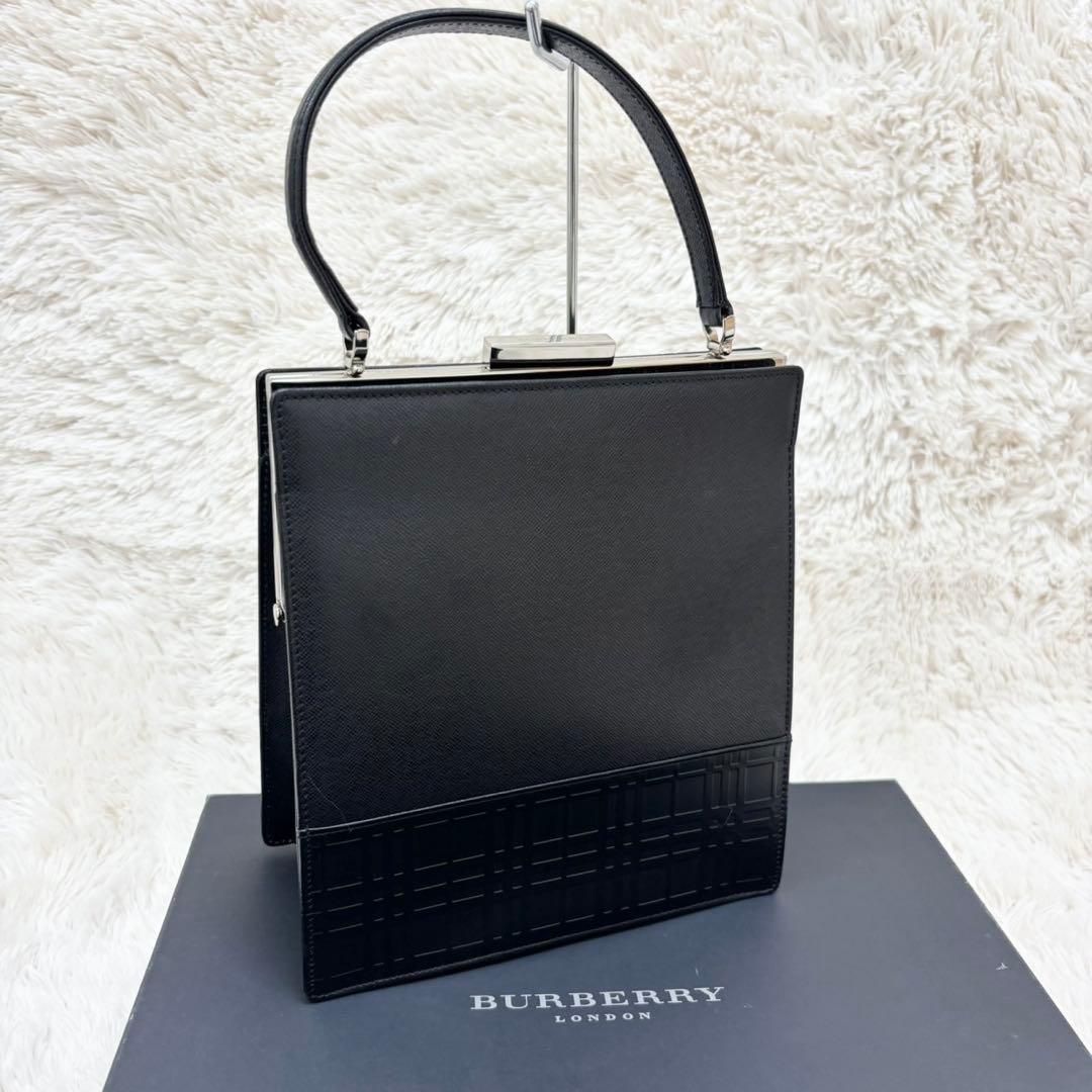 バーバリーロンドン サフィアーノレザー ノバチェック 冠婚葬祭 黒