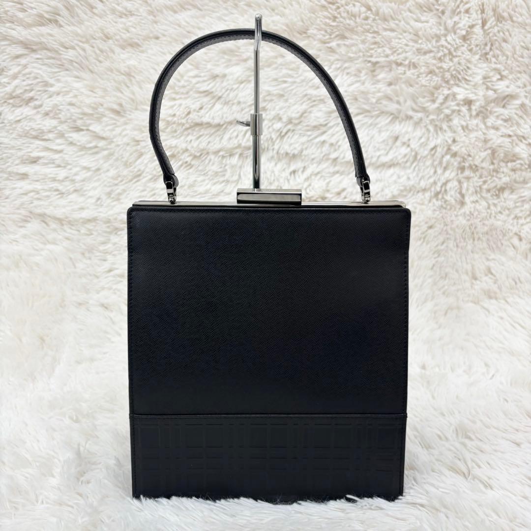 バーバリーロンドン サフィアーノレザー ノバチェック 冠婚葬祭 黒