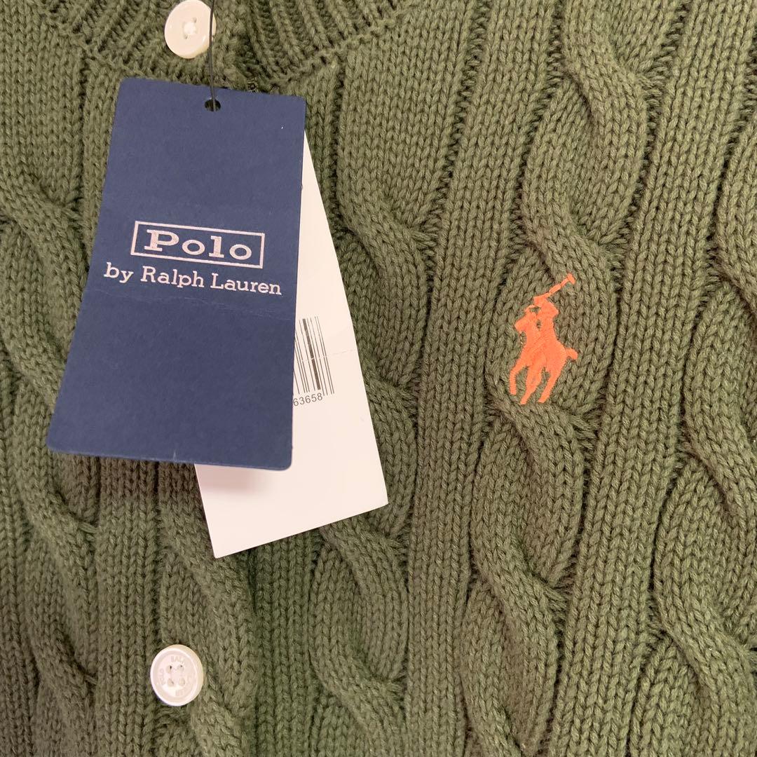 【正規品・未使用紙タグ付】ポロラルフローレン❤️ケーブルカーディガンカーキM