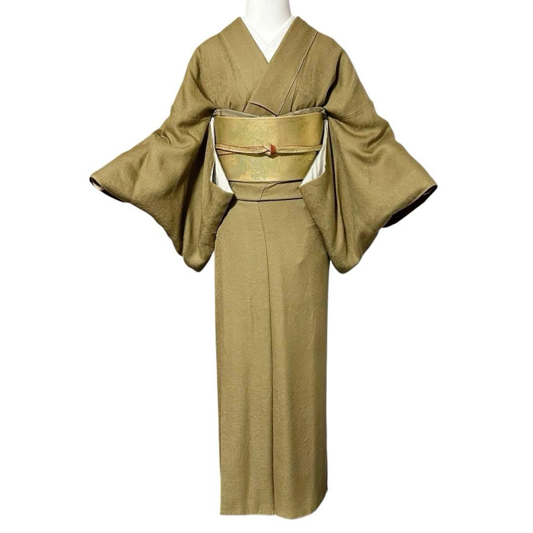 未使用近い　美品　袷　地紋入り　色無地　フルセット　身丈163.5 裄丈68