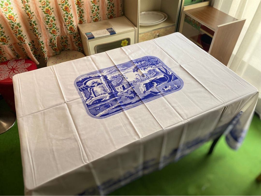 にな＊希少 新品 未使用 SPODEスポードブルーイタリア テーブルクロス