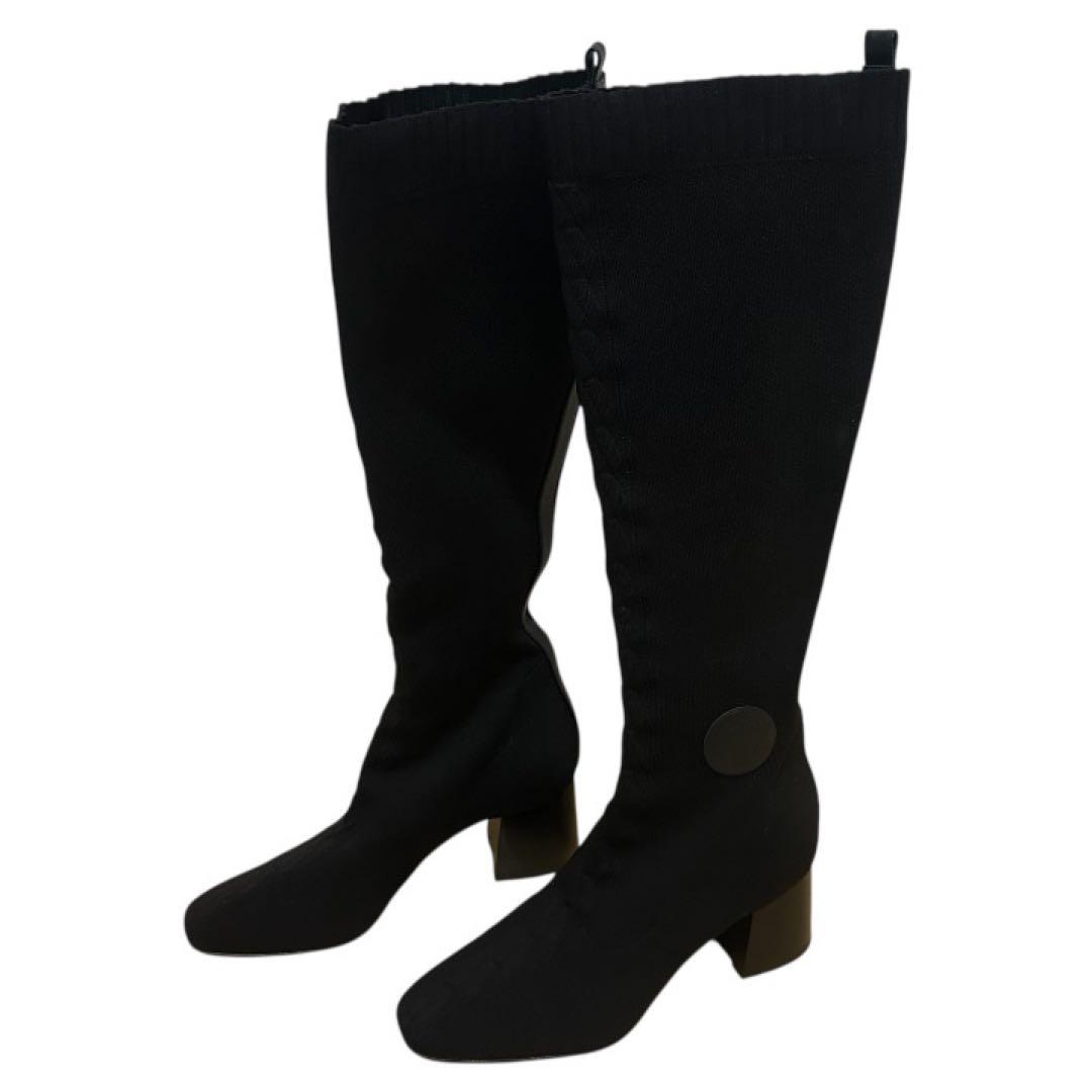 【美品】【限定価格】エルメスHERMESフォンテーヌロングブーツニットブーツ