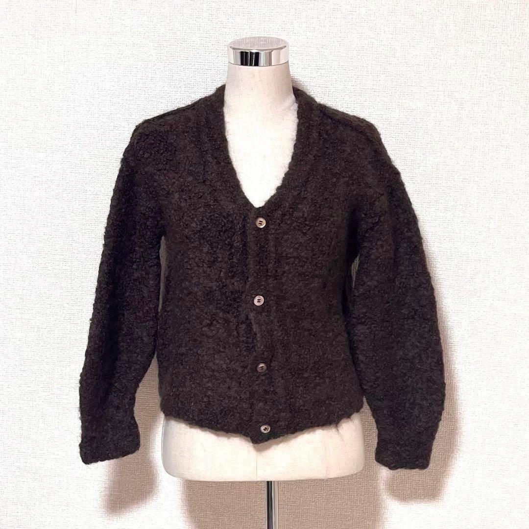 【美品】ドゥロワー　ブークレ カーディガン　ウール&アルパカ　もこもこ ニット