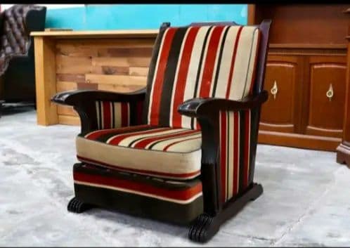 ～5/11最終お値下げ☘️モリシゲ ヴィンテージストライプチェア 一人掛け