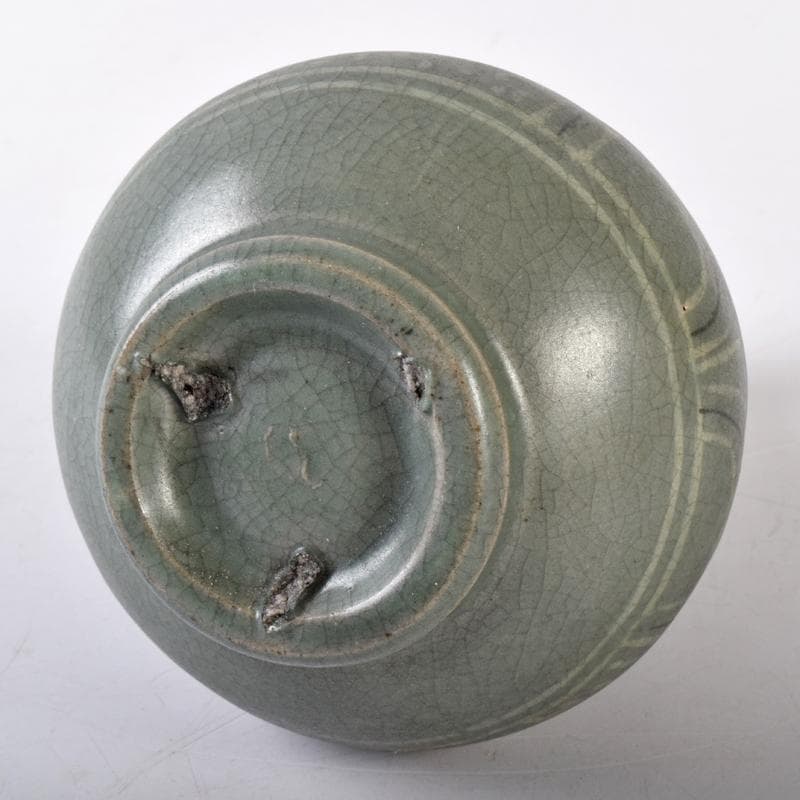 朝鮮美術　李朝　高麗青磁　象嵌花文　徳利　V　R7944