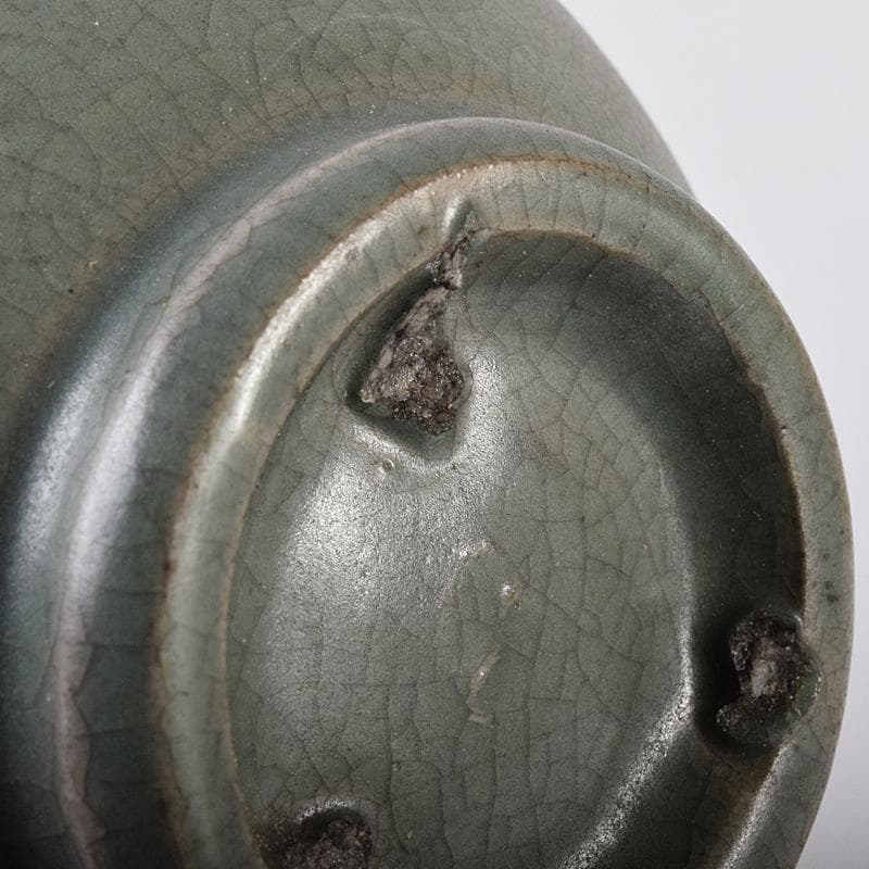 朝鮮美術　李朝　高麗青磁　象嵌花文　徳利　V　R7944