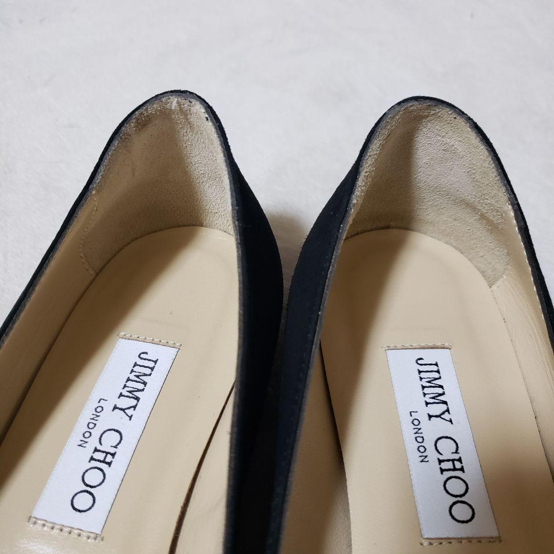 JIMMY CHOO フラットシューズ　ジミーチュウ　37 ロゴ　スエード　黒