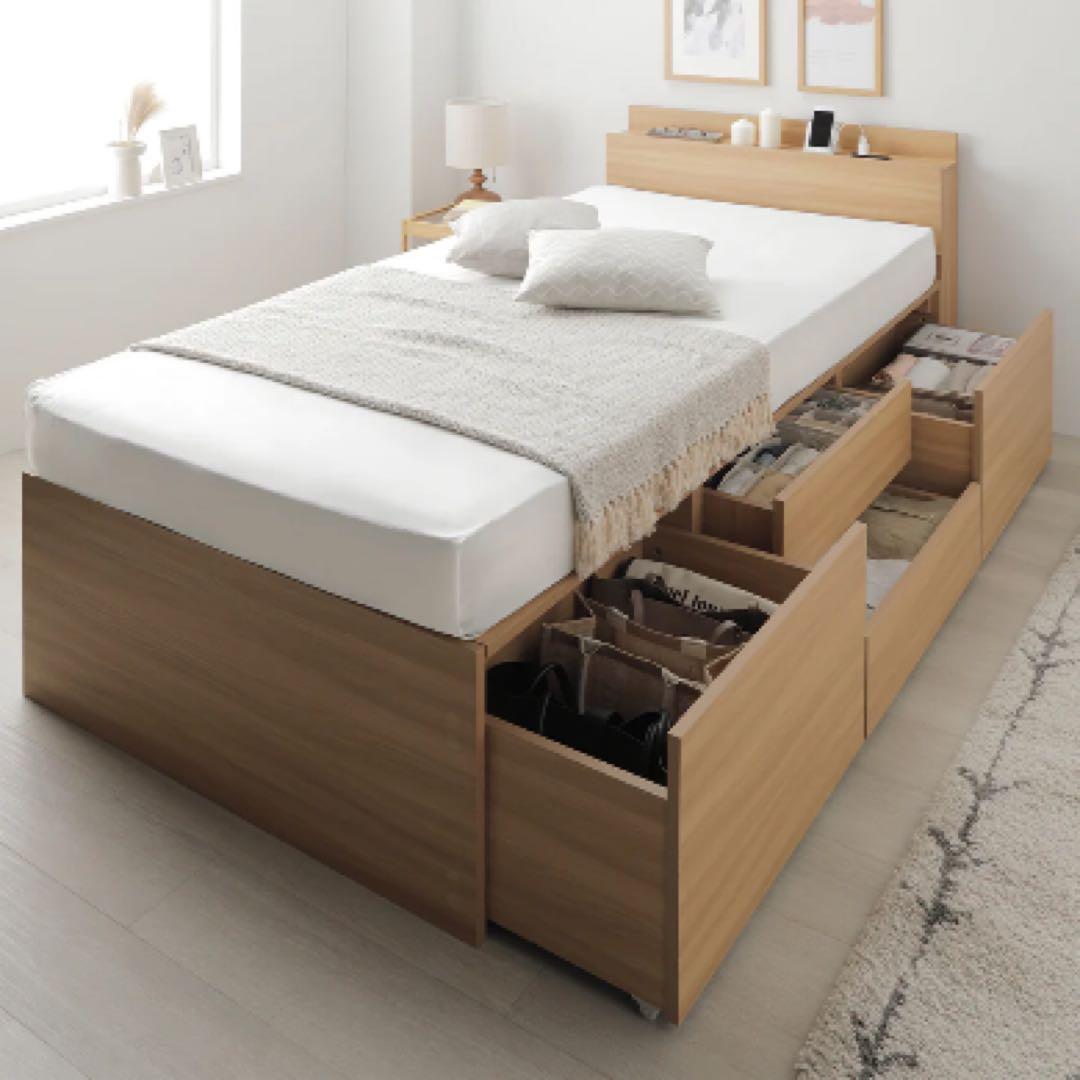 新品未使用 rasik 収納付き シングルサイズ ナチュラル