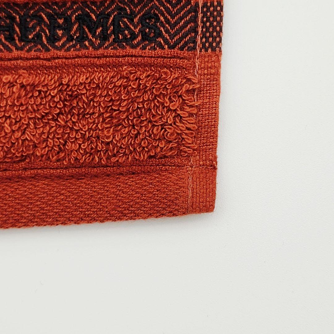 極美品 ★HERMES★ エルメス ハンドタオル シェブロン柄 ブラウン