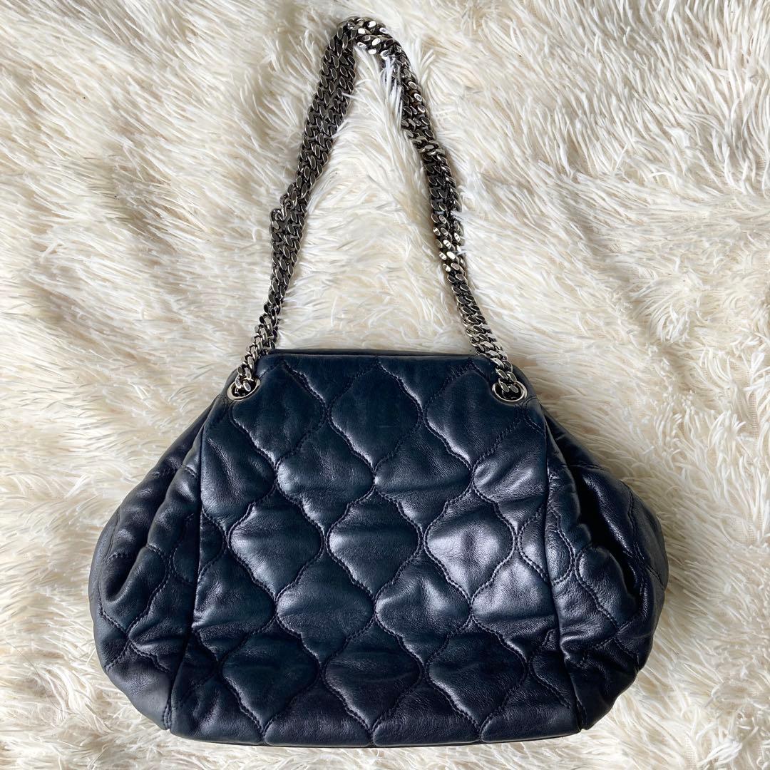 24万→CHANEL■ココ マトラッセ 2wayチェーンショルダーバッグ■黒×銀