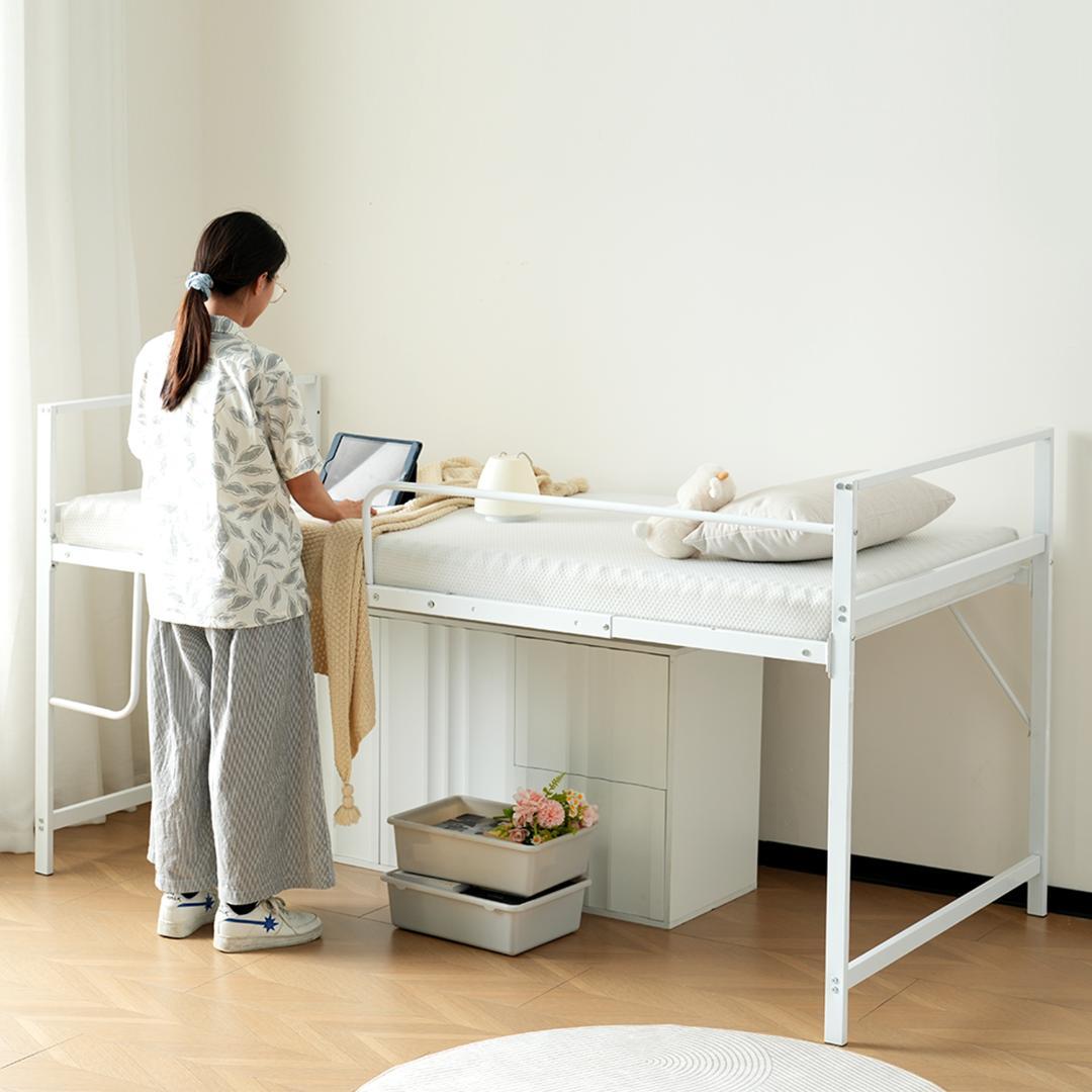 限定価格！【高さ110cm】ロフトベッド パイプベッド シングル WHITE