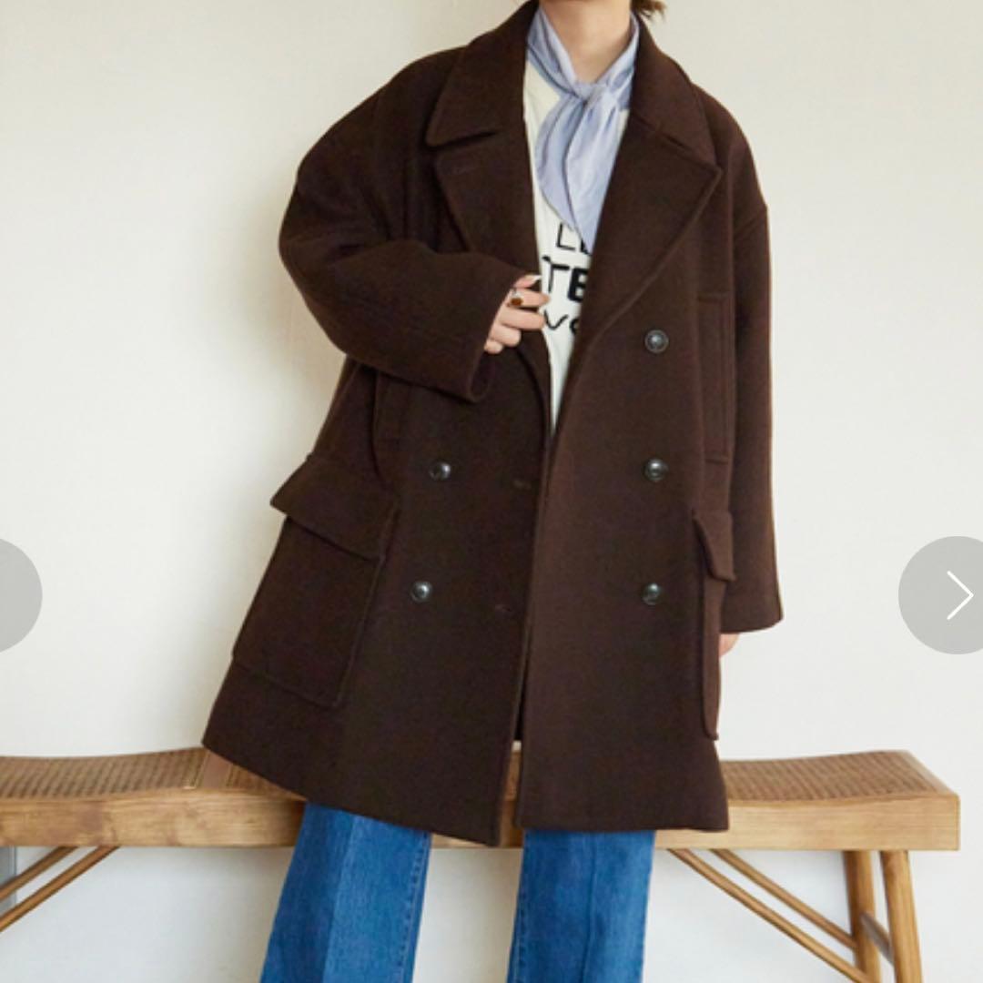 SLOBE IENA メルトンビックPコート ウール ブラウン 2022AW