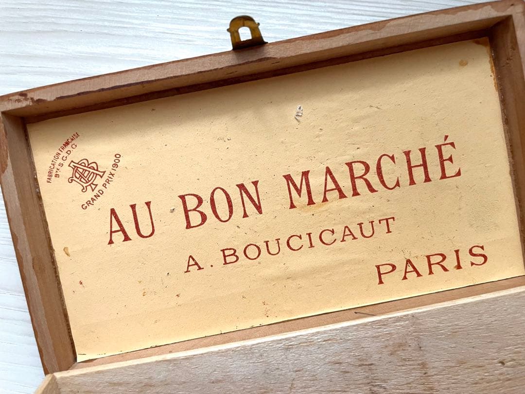 フランス　アンティーク　木箱　BON MARCHE 手芸　ボックス　小物入れ