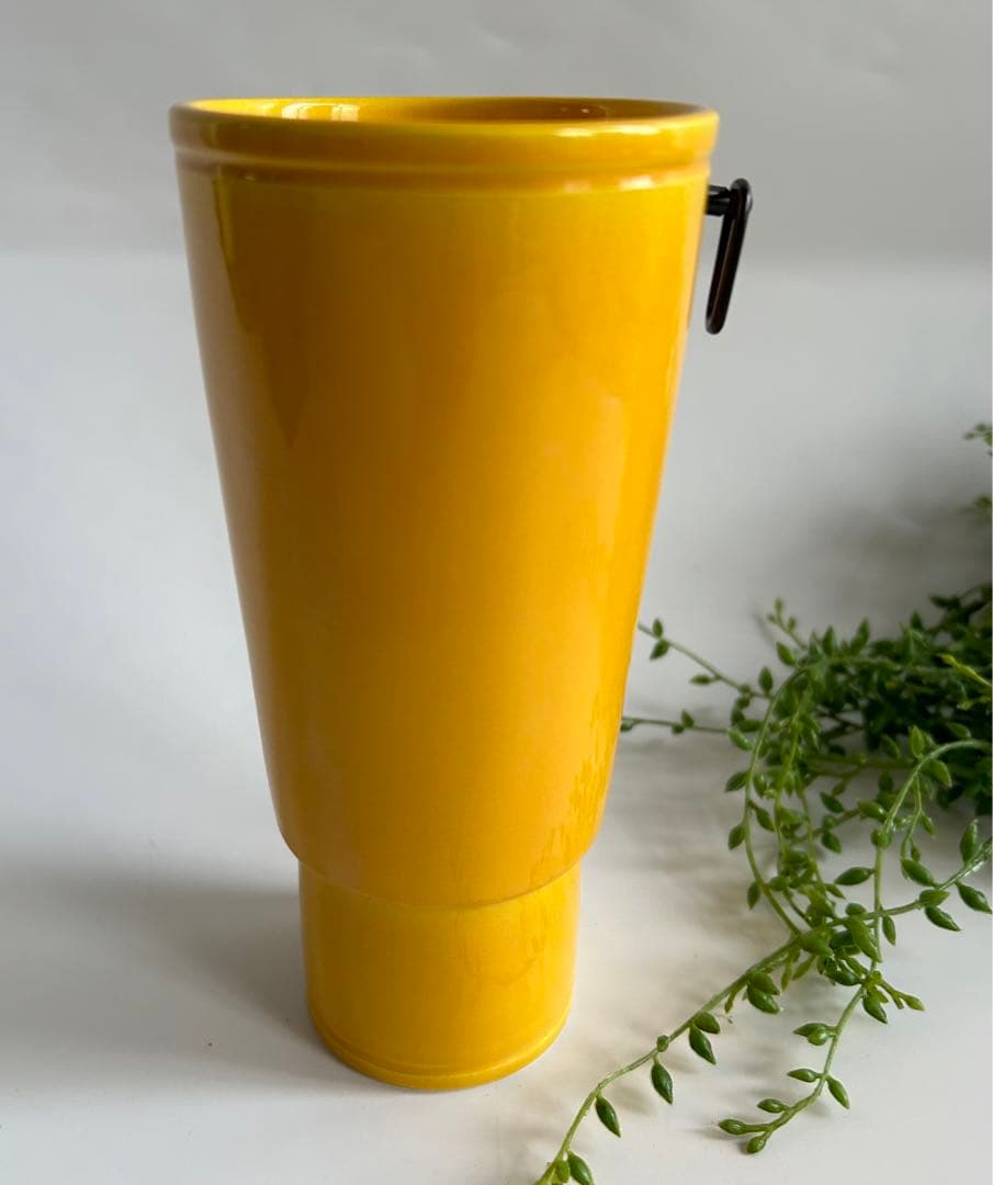 中村翠嵐造 黄交趾 砧 花生　花入 花器 共箱