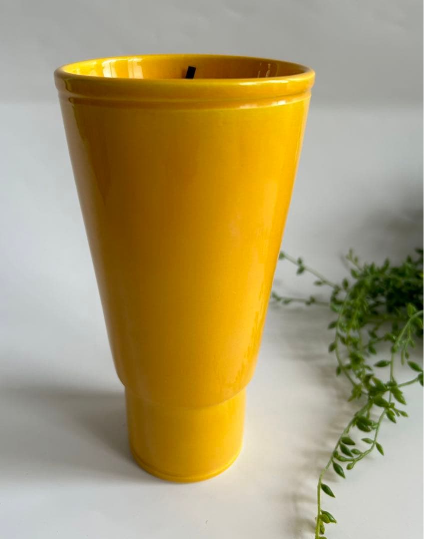 中村翠嵐造 黄交趾 砧 花生　花入 花器 共箱