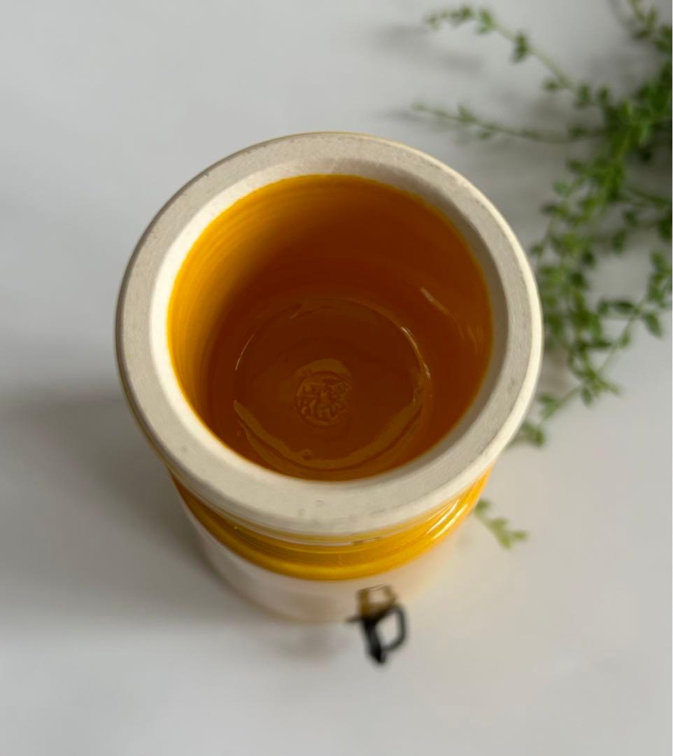 中村翠嵐造 黄交趾 砧 花生　花入 花器 共箱