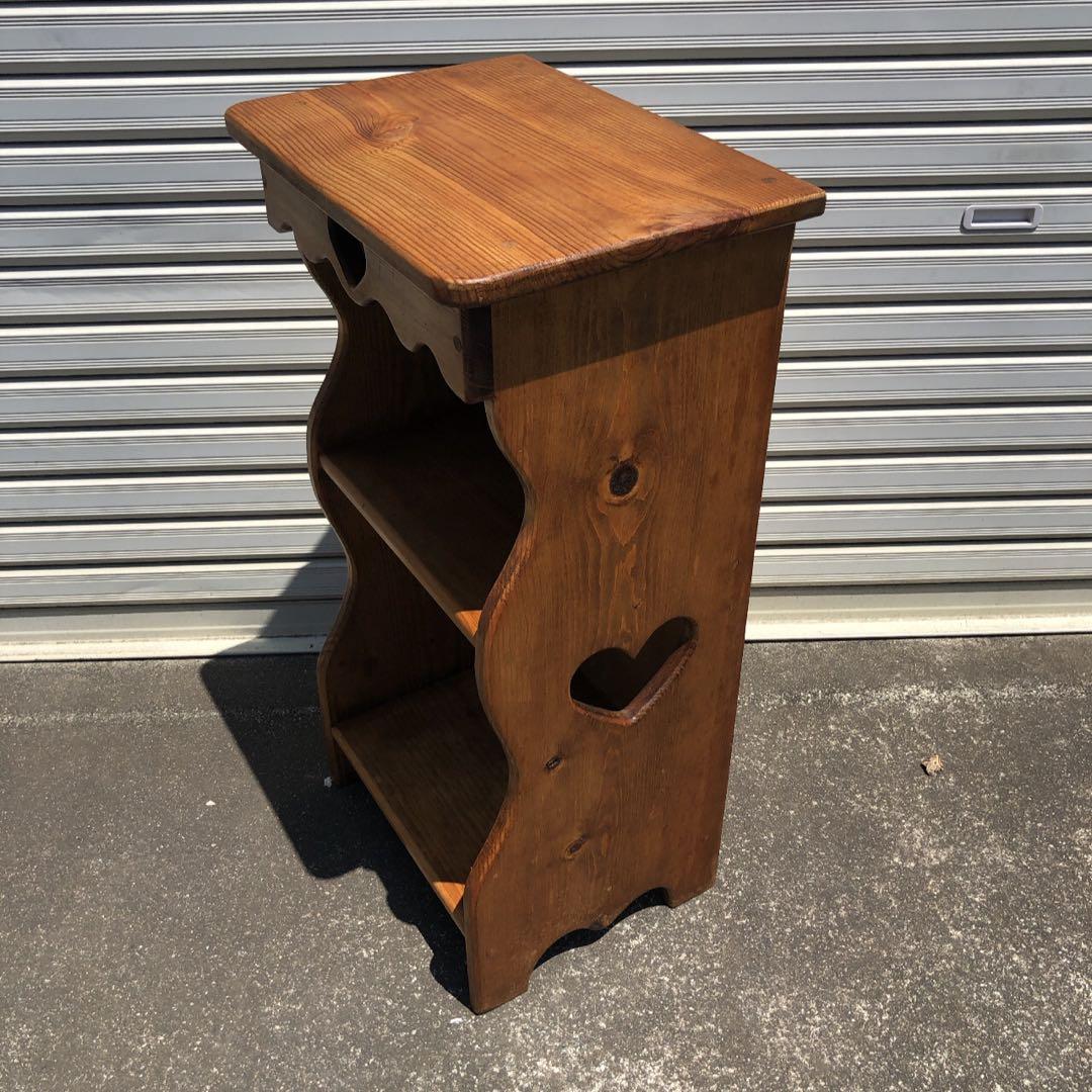 カントリー家具 ハートが可愛い！ パイン材 2段ラック 飾り棚 花台 送料無料