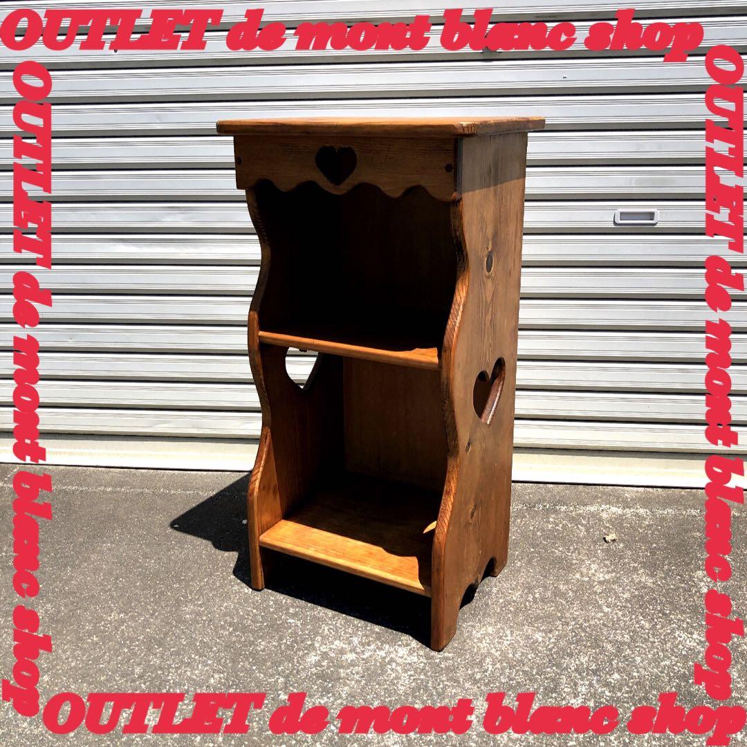 カントリー家具 ハートが可愛い！ パイン材 2段ラック 飾り棚 花台 送料無料