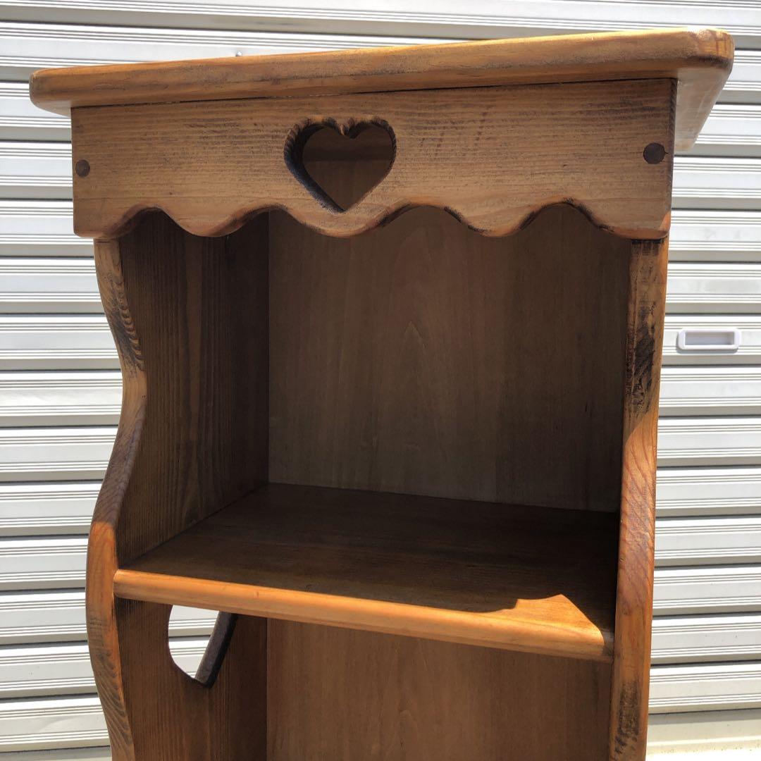 カントリー家具 ハートが可愛い！ パイン材 2段ラック 飾り棚 花台 送料無料