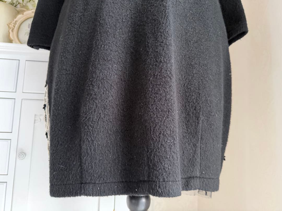 アミティエ ☆ふっくら起毛でレーシーなワンピース☆ブラック