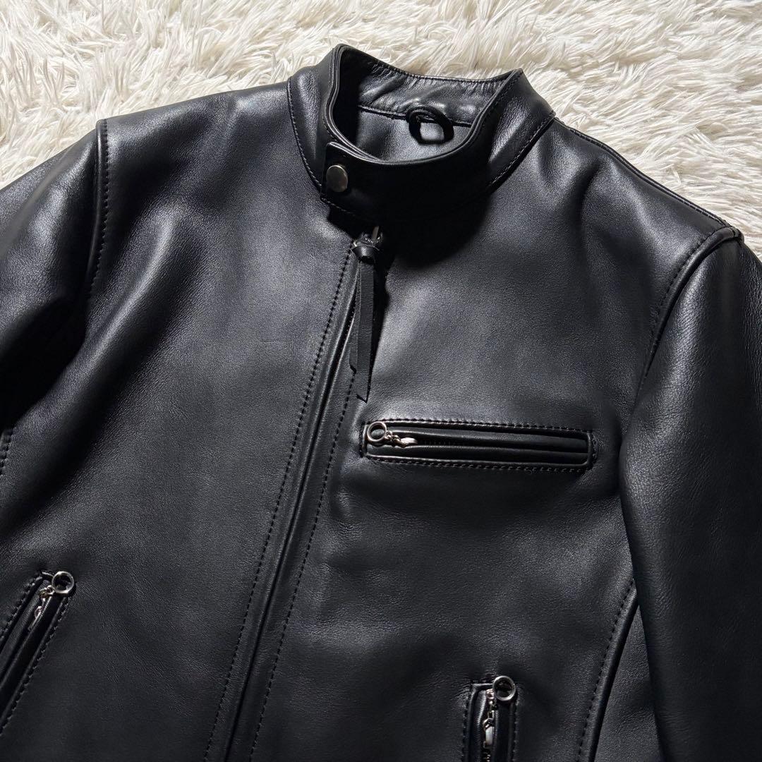 極美品◎KADOYA ライダースジャケット　シングル　ブラック　本革　M