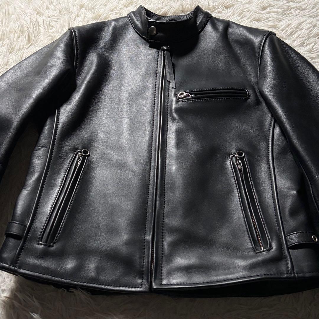 極美品◎KADOYA ライダースジャケット　シングル　ブラック　本革　M