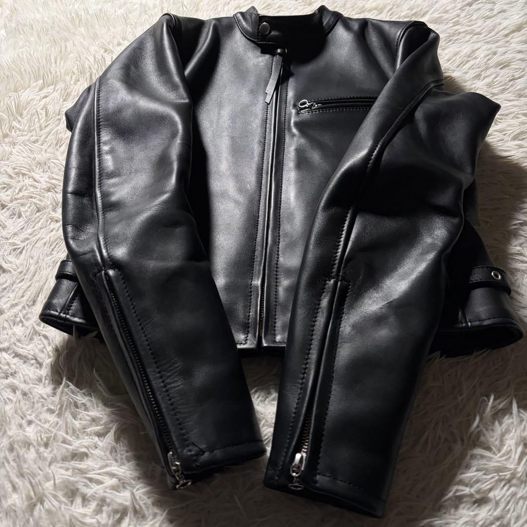 極美品◎KADOYA ライダースジャケット　シングル　ブラック　本革　M