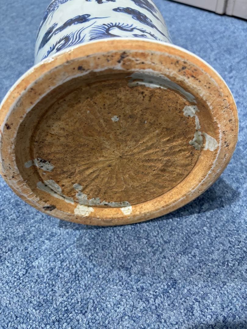 中国花瓶骨董品青白磁 ドラゴン模様 花瓶