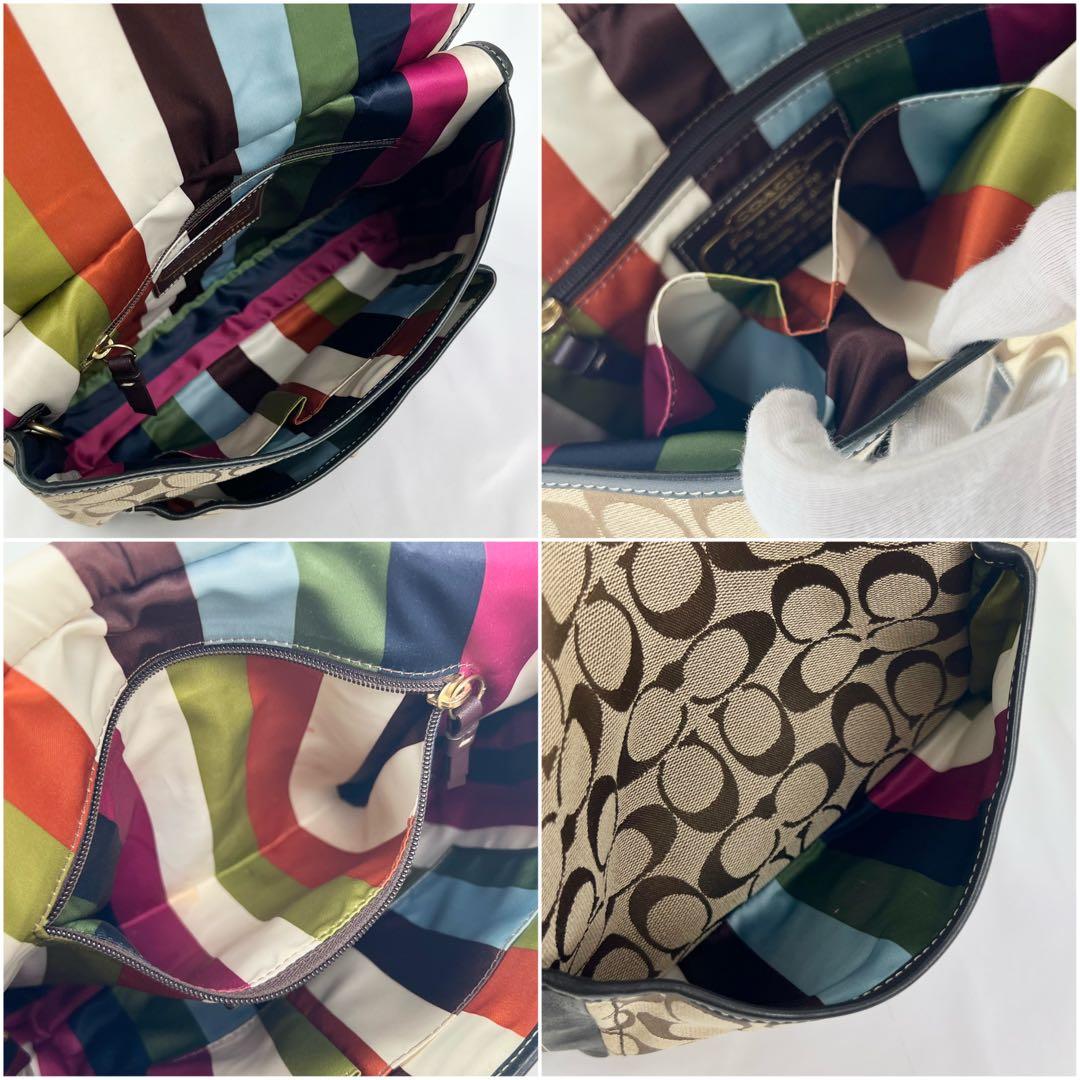 COACH ショルダーバッグ レガシー シグネチャー ターンロック ベージュ