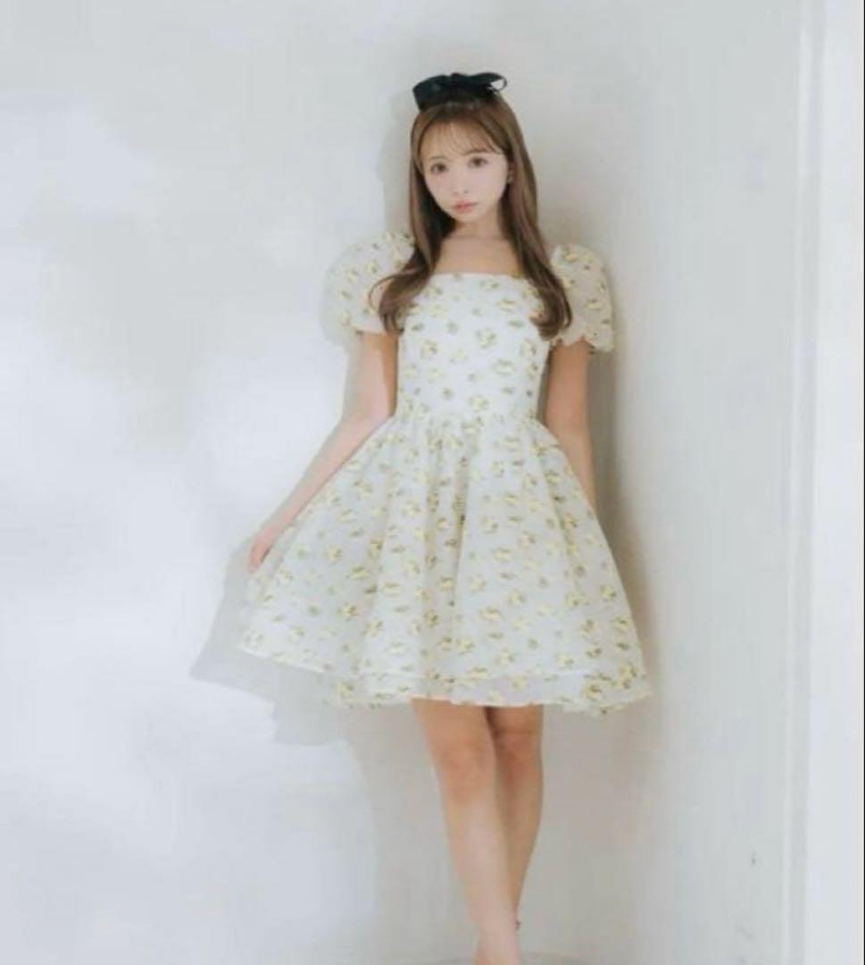 ワンピース MISTREASS Sheer Ripple Mini Puff Dress