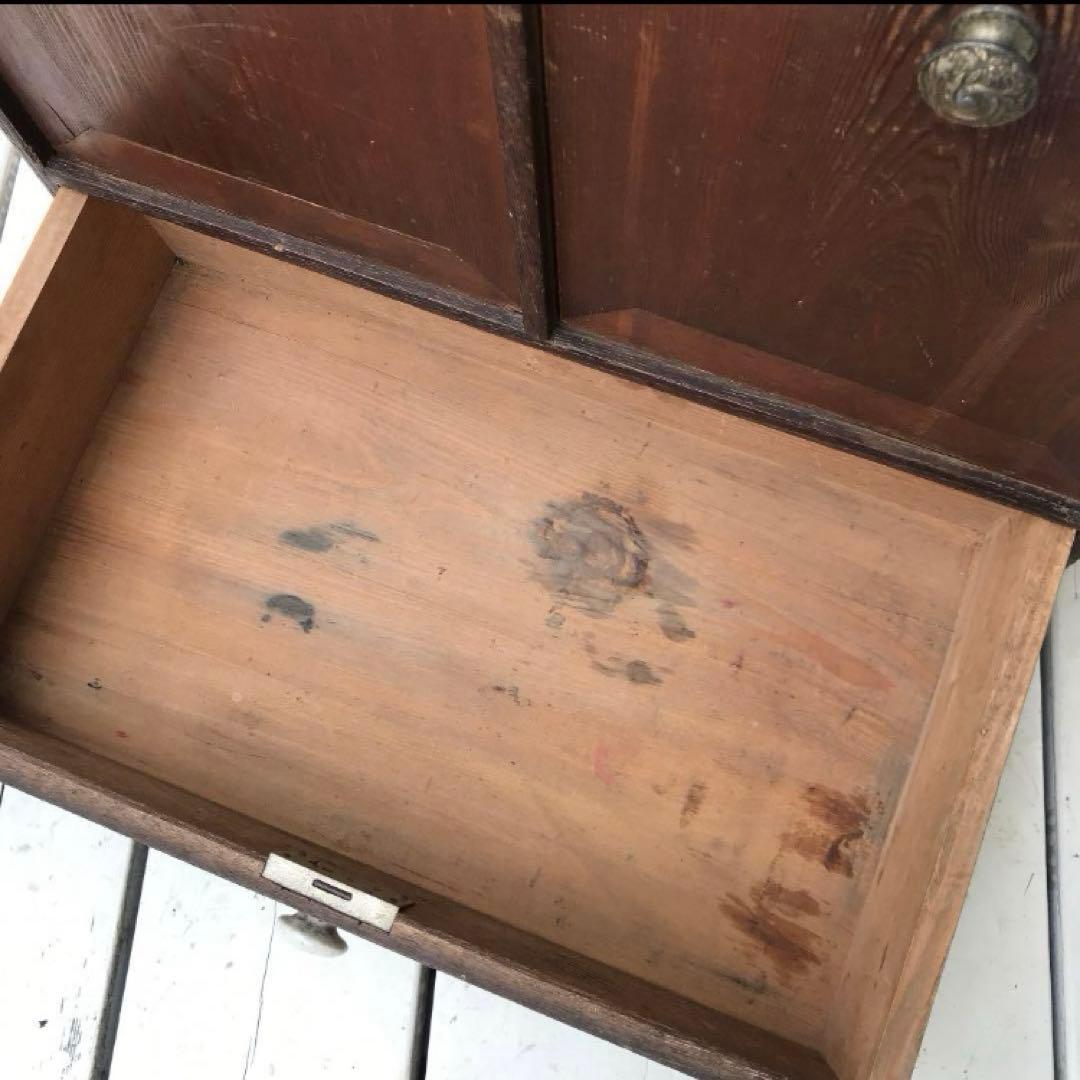 ヴィンテージ　昭和レトロ　　扉　引き出し付き　飾り棚