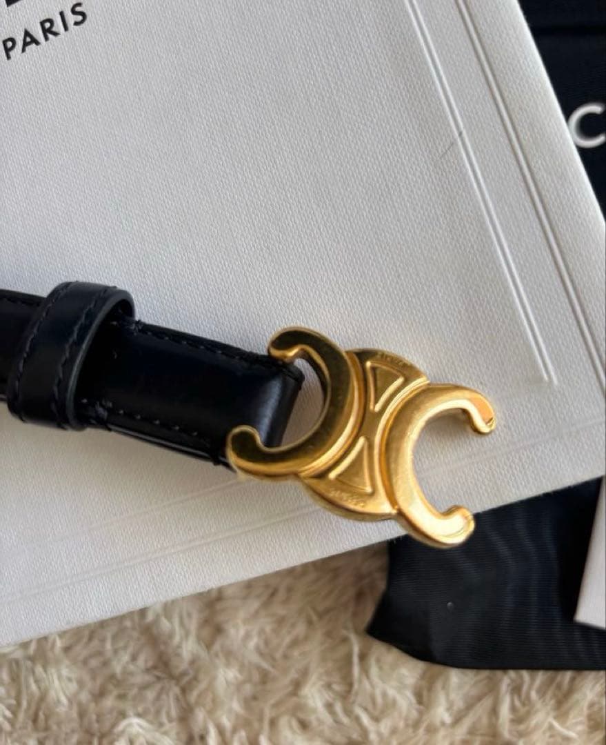 セリーヌ　ベルト　スモールトリオンフ　18mm 75 ブラック