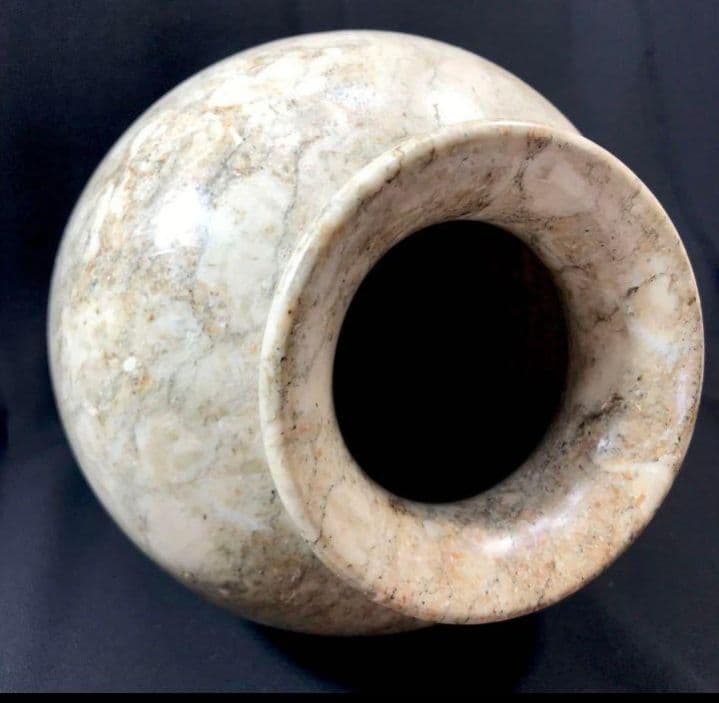 【未使用・希少】化石入りフォッシルストーン 花瓶｜ヴィンテージ天然石 一点物