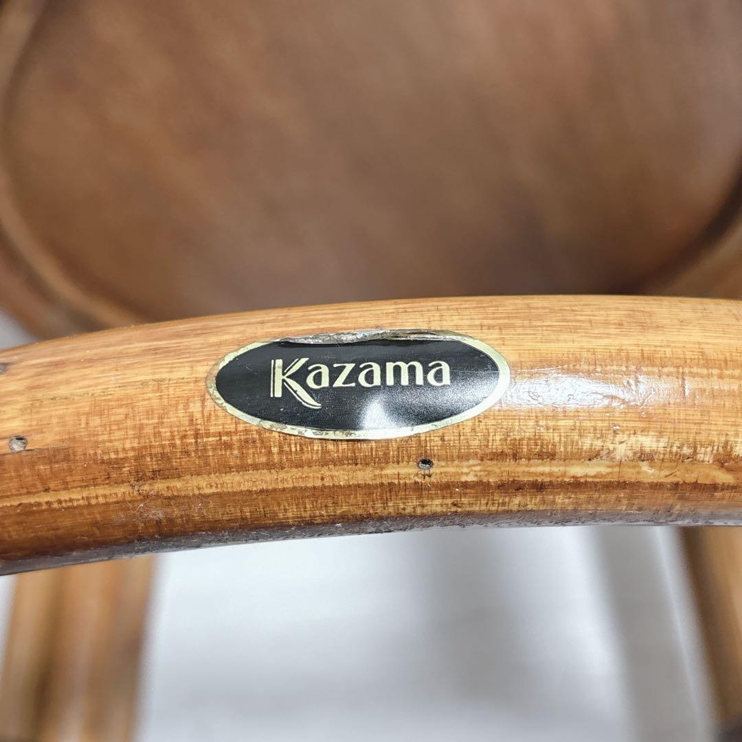 Kazama カザマ ラタン 籐家具 丸テーブル ガラステーブル
