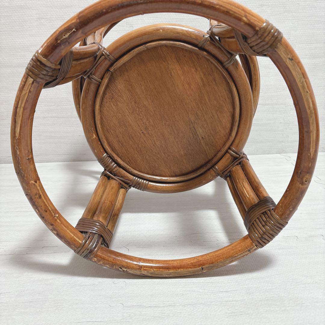 Kazama カザマ ラタン 籐家具 丸テーブル ガラステーブル