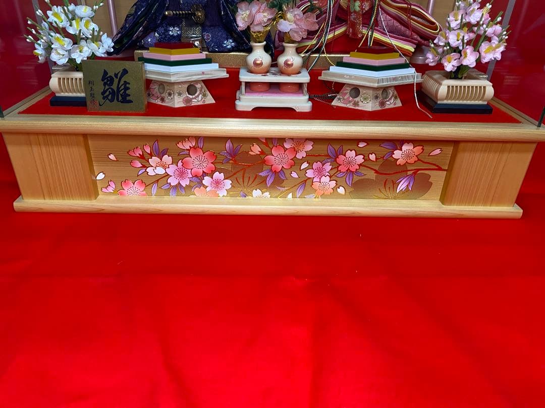 翔玉監修　雛人形親王飾りガラスケース入り・間口約５５×奥行約２８×高さ約４１㎝