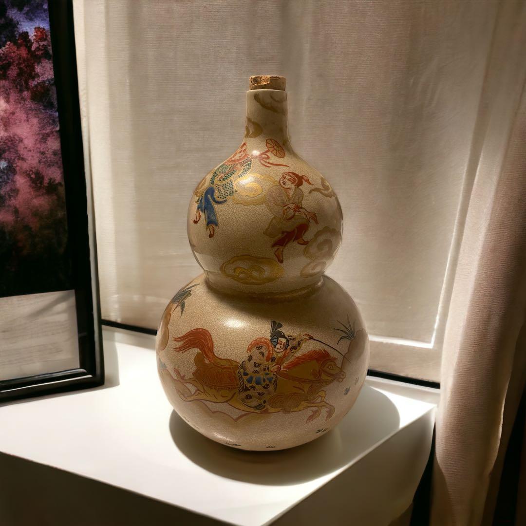 富貴佳器 瓢箪型飾壺 高さ31cm 骨董風インテリア