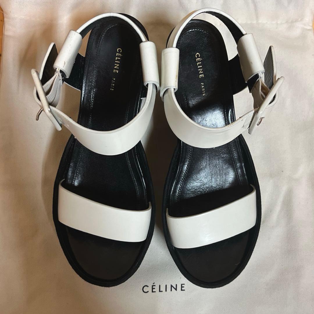 CELINE プラットフォームサンダル ホワイト・ブラック