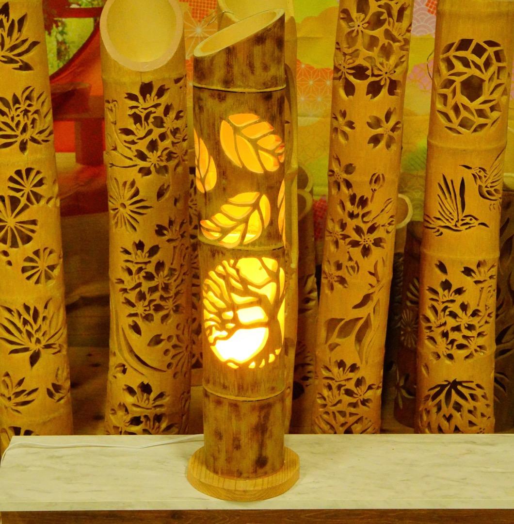 竹ランプ　〜〜変化の木〜〜　その日の気分で２つの美しさが楽しめる