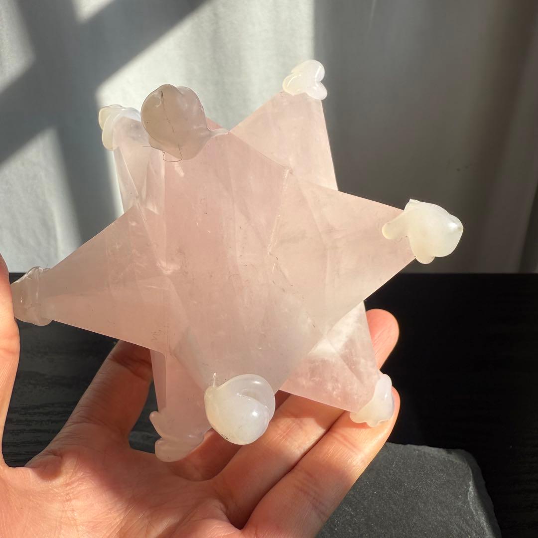 天然石ローズクォーツのアステロイド　マカバスター　置物NO.111814