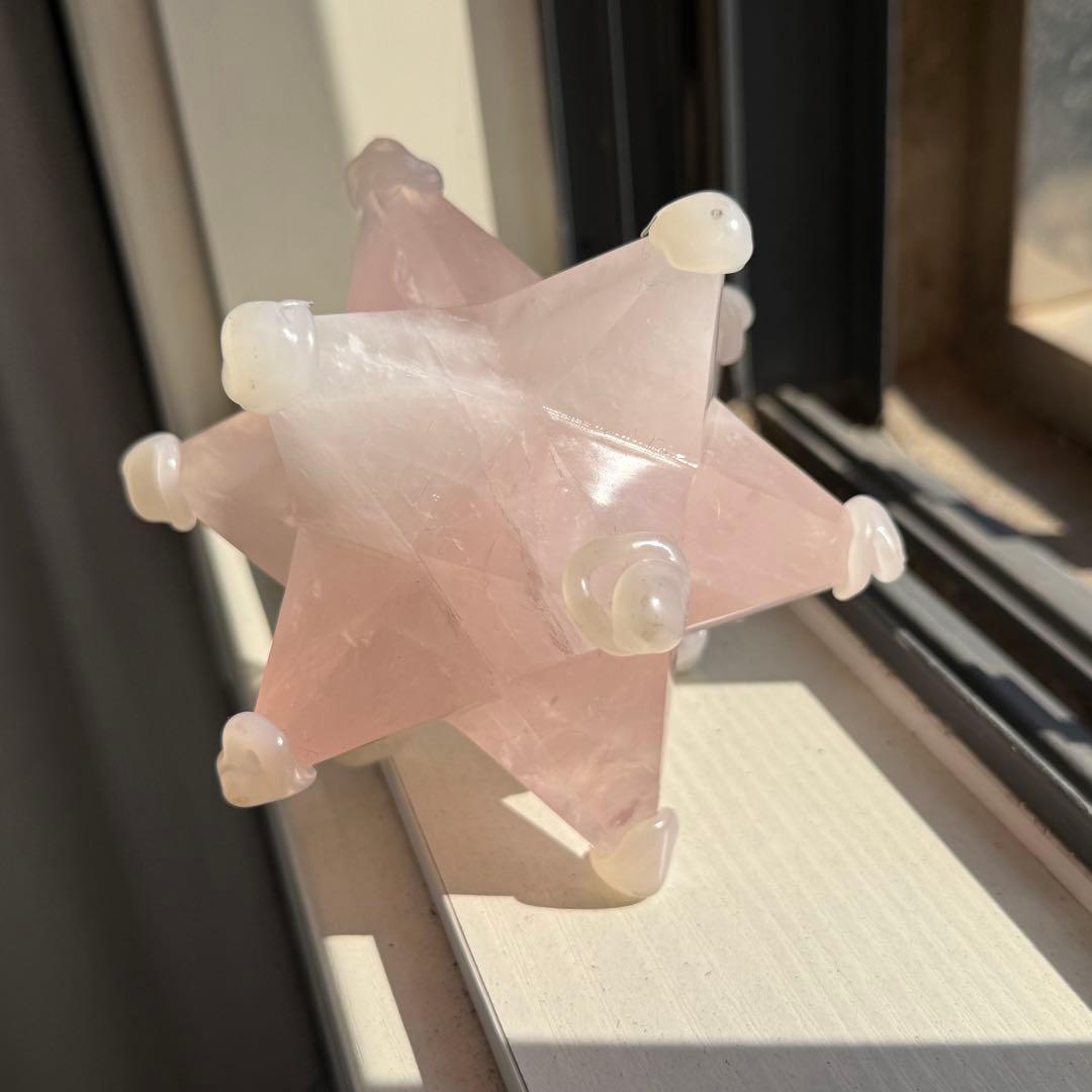 天然石ローズクォーツのアステロイド　マカバスター　置物NO.111814