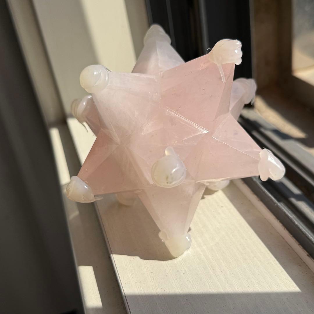 天然石ローズクォーツのアステロイド　マカバスター　置物NO.111814